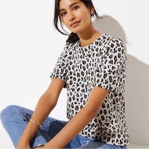 LOFT Cheetah Print Sweater Short and Poof Sleeves Size XSP